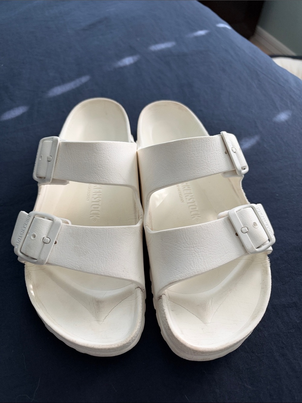 Birkenstock White Two-Strap Buckle Sandals